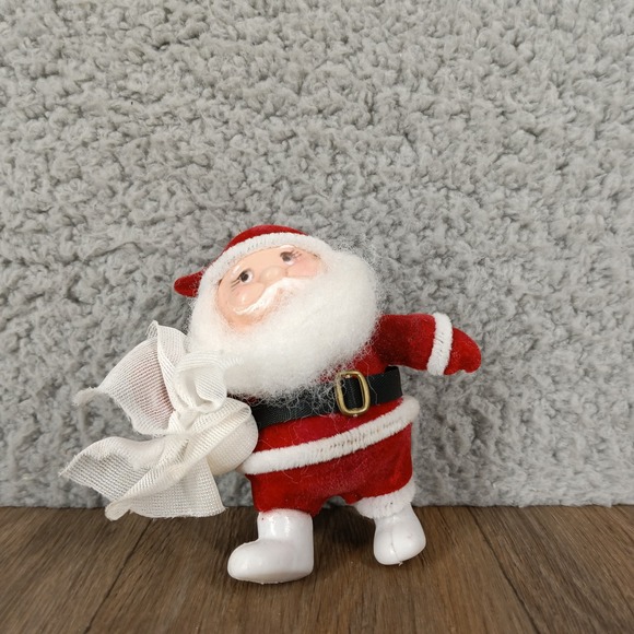 Santa Claus Flocked Christmas Ornament‎ Figurine Holiday Decor Decoration - Picture 1 of 7